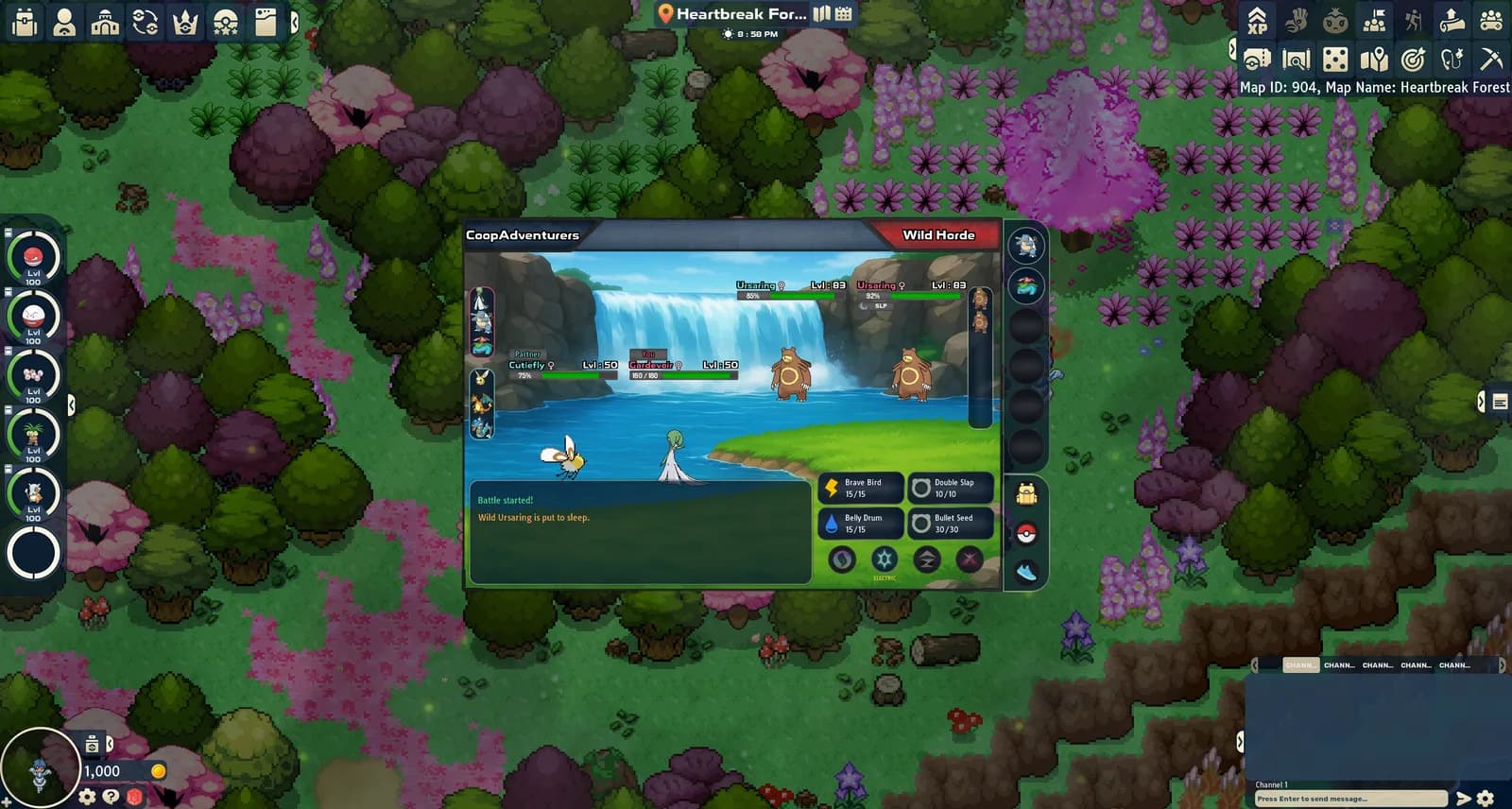 Two trainers sharing a co-op battle